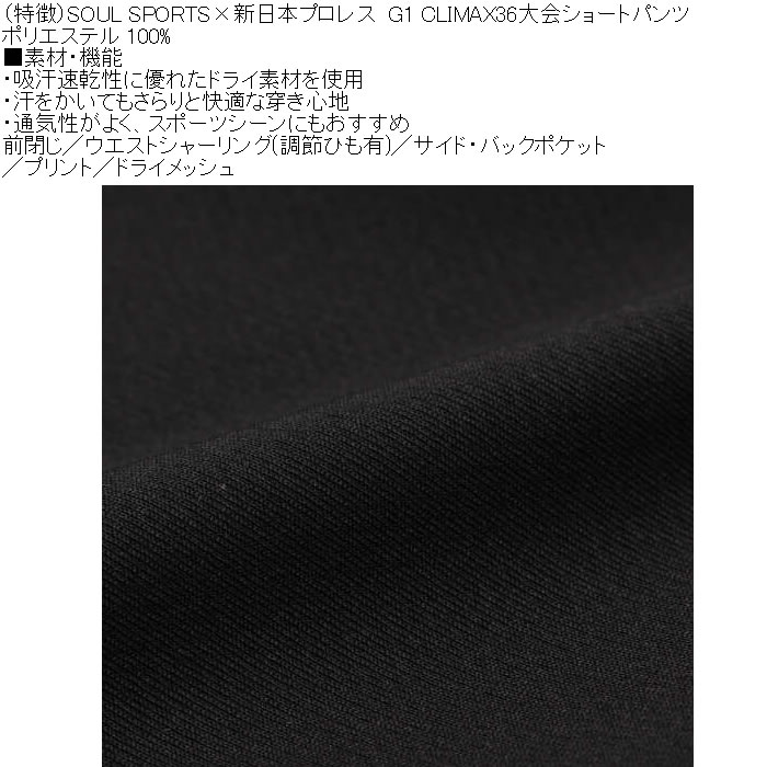 大きいサイズ メンズ SOUL SPORTS×新日本プロレス G1-CLIMAX36大会ショートパンツ（メーカー取寄） 吸汗速乾 プリント ドライメッシュ 3L 4L 5L 6L 8L |  | 06