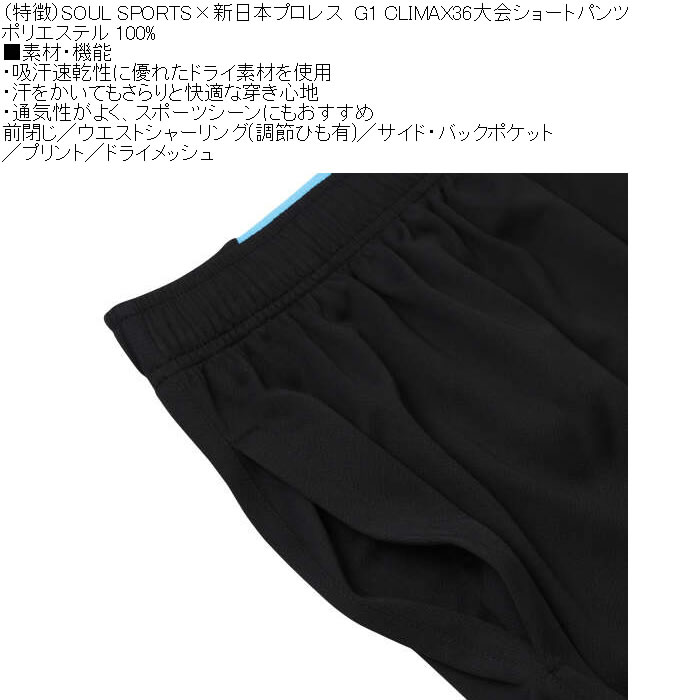 大きいサイズ メンズ SOUL SPORTS×新日本プロレス G1-CLIMAX36大会ショートパンツ（メーカー取寄） 吸汗速乾 プリント ドライメッシュ 3L 4L 5L 6L 8L |  | 08