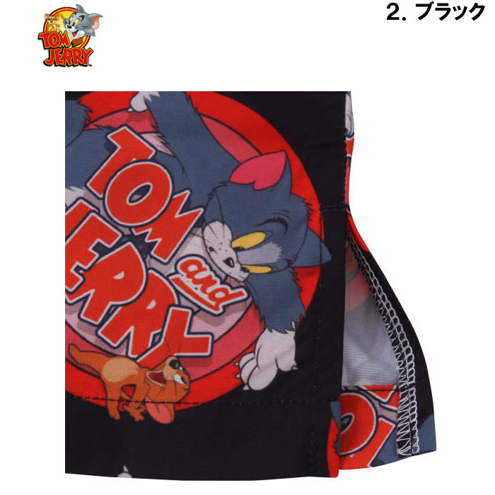 大きいサイズ メンズ TOM and JERRY 接触冷感 オープンカラー 半袖 シャツ ブラック 1277-3215-2 3L 4L 5L 6L 8L 大きいサイズ キングサイズ ビッグサイズ メンズ TOM and JERRY 接触冷
