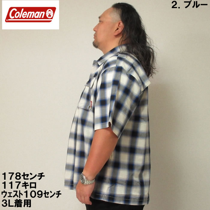 大きいサイズ キングサイズ ビッグサイズ メンズ Coleman 先染めチェック半袖シャツ（メーカー取寄）コールマン 3L 4L 5L 6L 7L 8L｜deviloose｜12