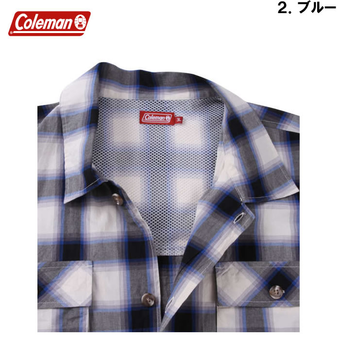 大きいサイズ キングサイズ ビッグサイズ メンズ Coleman 先染めチェック半袖シャツ（メーカー取寄）コールマン 3L 4L 5L 6L 7L 8L | Coleman | 16
