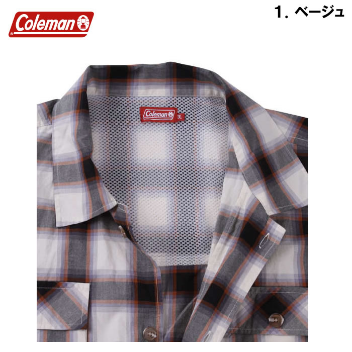 大きいサイズ キングサイズ ビッグサイズ メンズ Coleman 先染めチェック半袖シャツ（メーカー取寄）コールマン 3L 4L 5L 6L 7L 8L | Coleman | 08