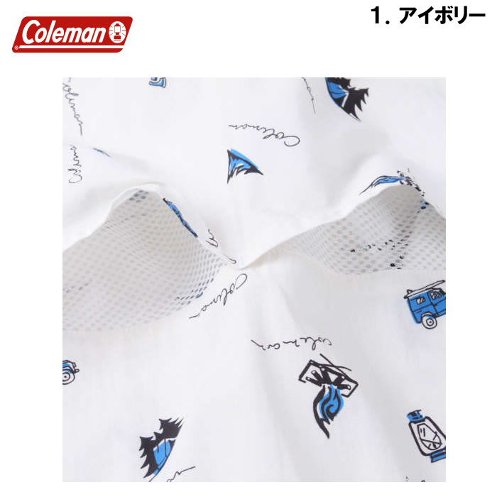 大きいサイズ キングサイズ ビッグサイズ メンズ Coleman ブロード総柄プリントオープンカラー半袖シャツ（メーカー取寄）コールマン 3L 4L 5L 6L 7L 8L | Coleman | 10