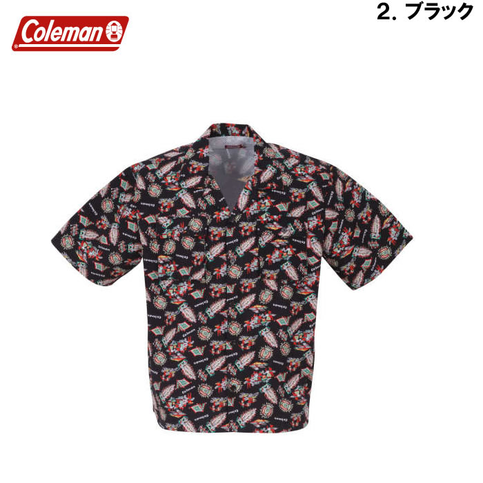 大きいサイズ キングサイズ ビッグサイズ メンズ Coleman ブロード総柄プリントオープンカラー半袖シャツ（メーカー取寄）コールマン 3L 4L 5L 6L 7L 8L | Coleman | 14