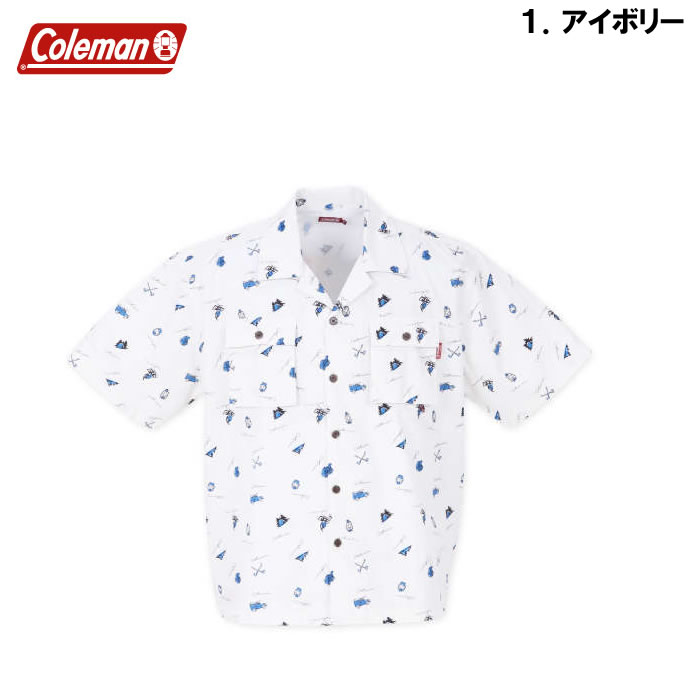 大きいサイズ キングサイズ ビッグサイズ メンズ Coleman ブロード総柄プリントオープンカラー半袖シャツ（メーカー取寄）コールマン 3L 4L 5L 6L 7L 8L | Coleman | 06