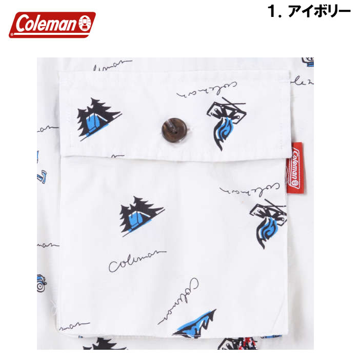 大きいサイズ キングサイズ ビッグサイズ メンズ Coleman ブロード総柄プリントオープンカラー半袖シャツ（メーカー取寄）コールマン 3L 4L 5L 6L 7L 8L | Coleman | 09