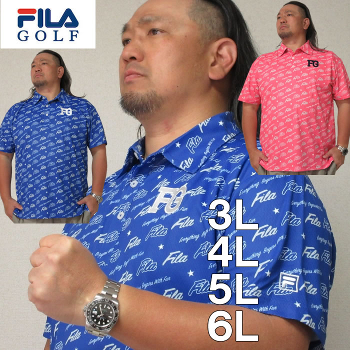 大きいサイズ メンズ FILA GOLF ロゴグラフィックプリントホリゾンタル