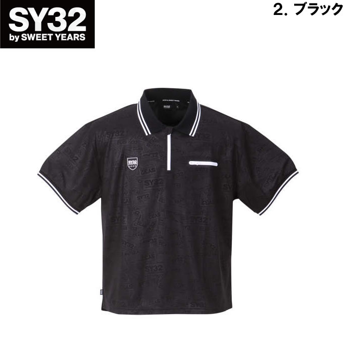 大きいサイズ メンズ SY32 by SWEET YEARS エンボスボックスロゴジップ半袖ポロシャツ（メーカー取寄） 3L 4L 5L 6L ゴルフ　エスワイ | SY32 by SWEET YEARS | 14