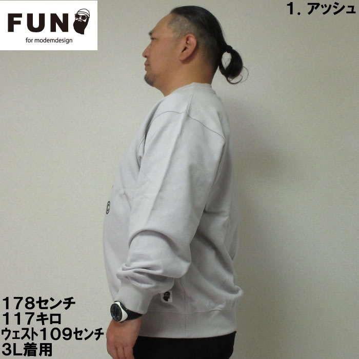 大きいサイズ メンズ FUN for modemdesign face ojisanクルーネックスウェットシャツ（メーカー取寄）ファン フォー モデムデザイン 3L 4L 5L 6L　トレーナー |  | 03