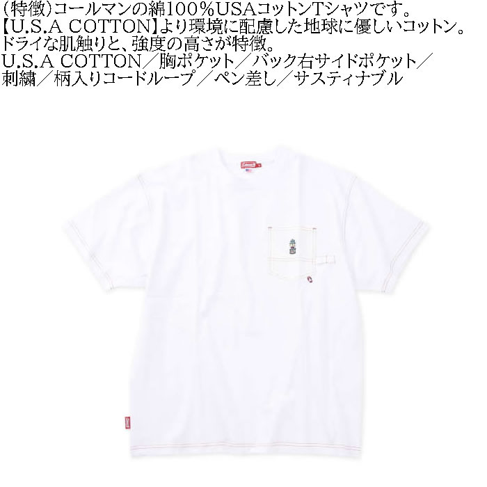大きいサイズ メンズ Coleman USA コットン ポケット ペインター 半袖 Tシャツ（メーカー取寄）コールマン 3L 4L 5L 6L 7L 8L キングサイズ ビッグサイズ | Coleman | 05