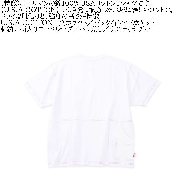 大きいサイズ メンズ Coleman USA コットン ポケット ペインター 半袖 Tシャツ（メーカー取寄）コールマン 3L 4L 5L 6L 7L 8L キングサイズ ビッグサイズ | Coleman | 06