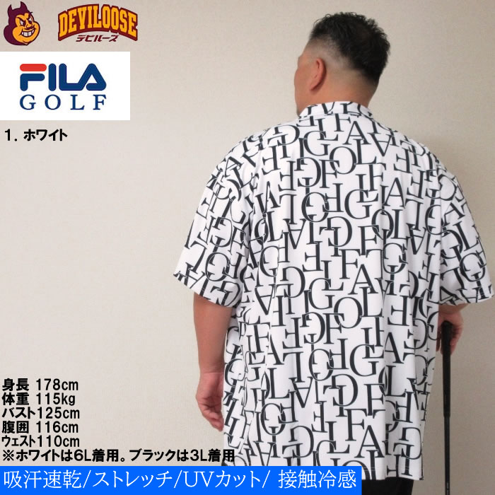 FILA GOLF 大きいサイズ メンズ 総柄 モックネック ゴルフ 半袖