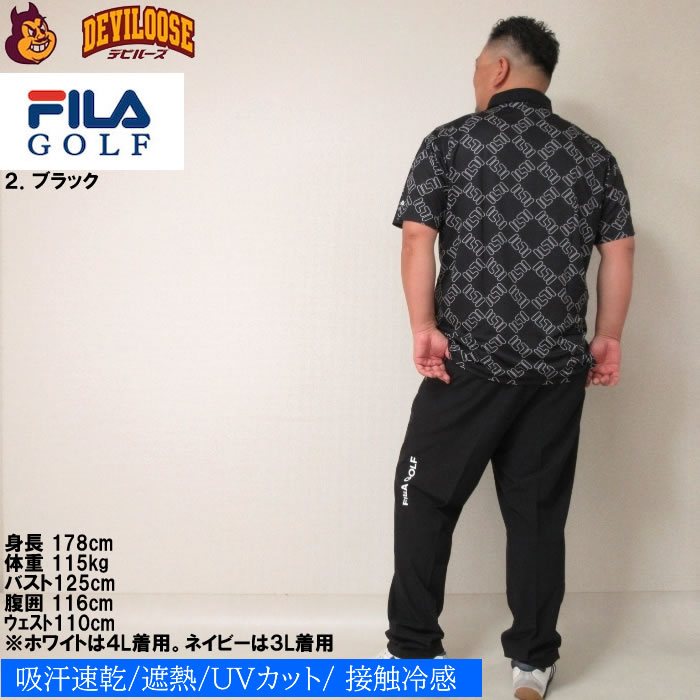 大きいサイズ メンズ FILA GOLF FILAスクエアプリント半袖 シャツ（メーカー取寄）フィラゴルフ 3L 4L 5L 6L ゴルフウェア キング ビッグ | FILA GOLF | 18