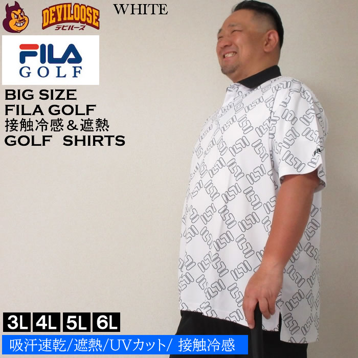 大きいサイズ メンズ FILA GOLF FILAスクエアプリント半袖 シャツ（メーカー取寄）フィラ...