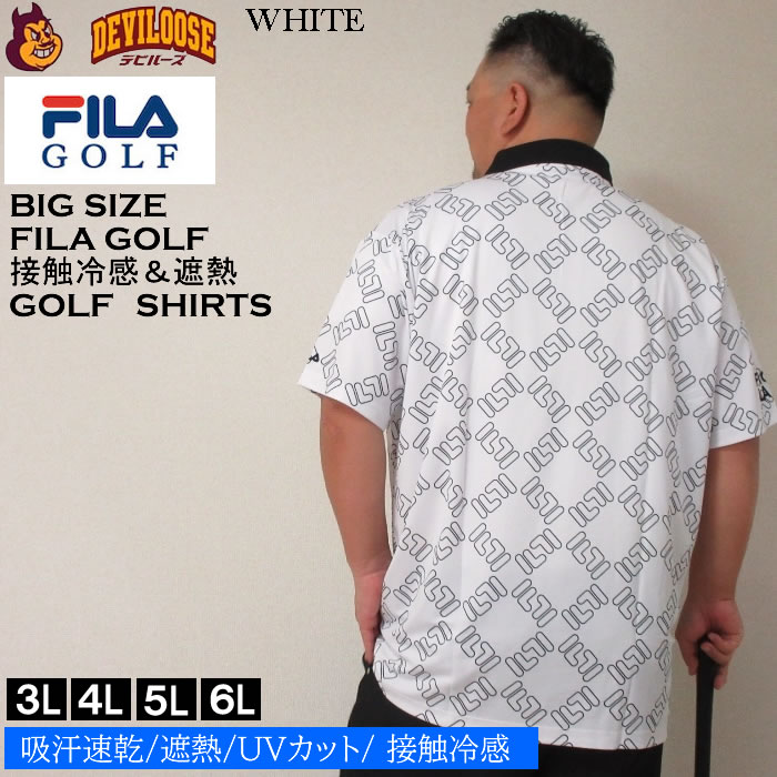 大きいサイズ メンズ FILA GOLF FILAスクエアプリント半袖 シャツ（メーカー取寄）フィラゴルフ 3L 4L 5L 6L ゴルフウェア キング ビッグ | FILA GOLF | 03
