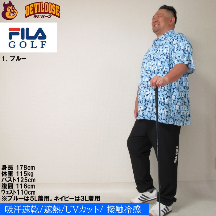 FILA GOLF 大きいサイズ メンズ モザイクタイポプリント