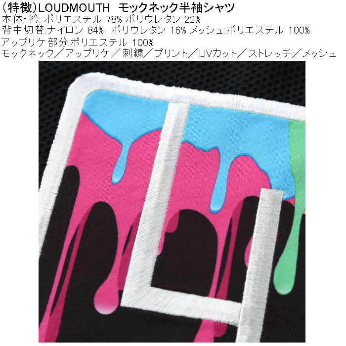 大きいサイズ メンズ ゴルフ LOUDMOUTH モックネック 半袖シャツ ストレッチ メッシュ（メーカー取寄）ラウドマウス 3L 4L 5L キングサイズ ビッグサイズ | LOUDMOUTH | 08