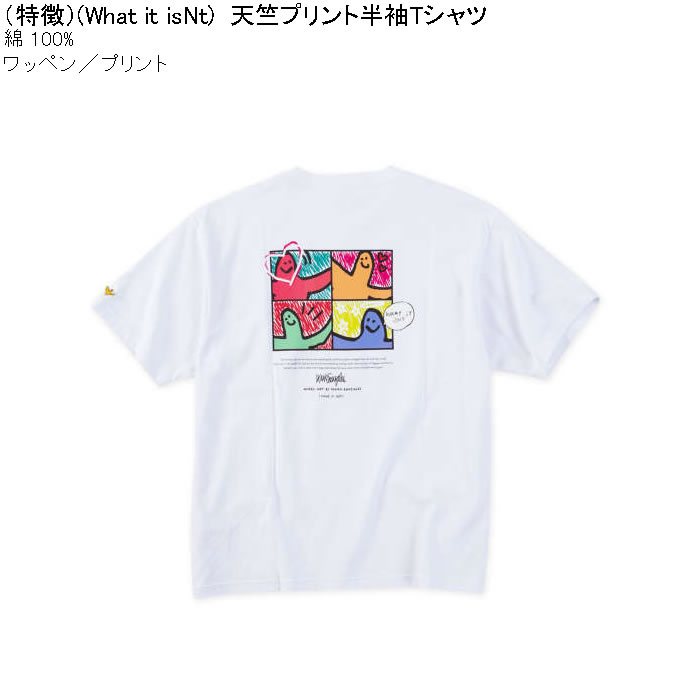 大きいサイズ メンズ 綿 コットン (What it isNt) 天竺 プリント 半袖Tシャツ（メーカー取寄）ワットイットイズント 3L 4L 5L 6L 8L キングサイズ ビッグサイズ |  | 04