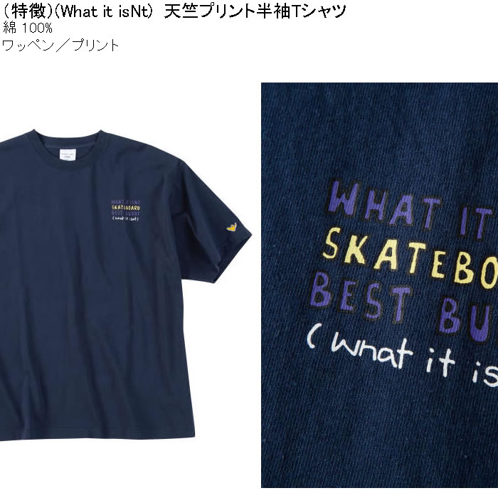 大きいサイズ メンズ 綿 コットン (What it isNt) 天竺 プリント 半袖Tシャツ（メーカー取寄）ワットイットイズント 3L 4L 5L 6L 8L キングサイズ ビッグサイズ |  | 05