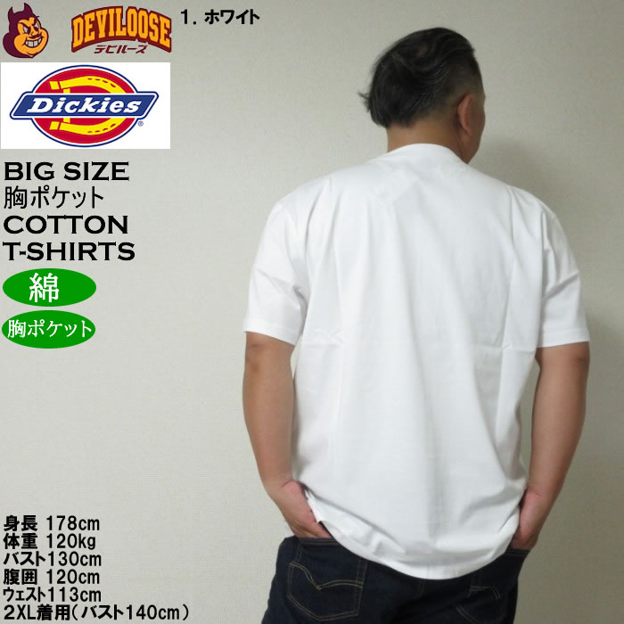 大きいサイズ メンズ DICKIES ヘビージャージー 綿 コットン 胸ポケット 半袖Tシャツ（メーカー取寄）ディッキーズ 3L 4L 5L 6L | Dickies | 12