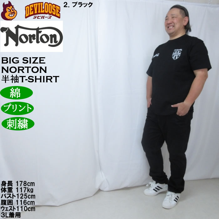 大きいサイズ メンズ Norton 天竺 半袖 Tシャツ（メーカー取寄）綿 コットン ノートン 3L 4L 5L 6L | ノートン | 17