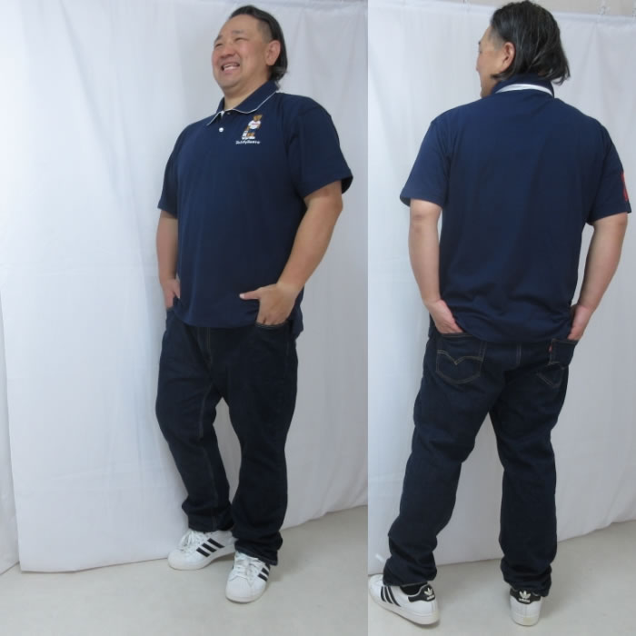 大きいサイズ メンズ Teddy Bear 鹿の子刺繍&プリント 半袖 ポロシャツ（メーカー取寄）ポリ コットン 鹿の子 テディベア 3L 4L 5L 6L 8L | TeddyBear SPORTS BRAND | 18