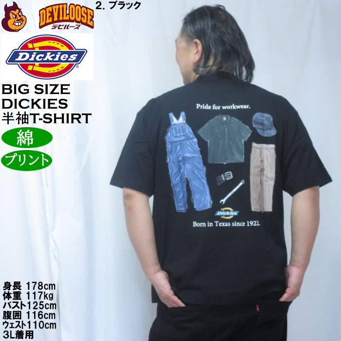 大きいサイズ メンズ DICKIES ハンドドローイング半袖Tシャツ 綿 コットン（メーカー取寄）ディッキーズ 3L 4L 5L | Dickies | 15