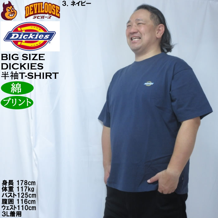 大きいサイズ メンズ DICKIES ハンドドローイング半袖Tシャツ 綿 コットン（メーカー取寄）ディッキーズ 3L 4L 5L | Dickies | 17