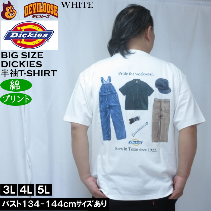 大きいサイズ メンズ DICKIES ハンドドローイング半袖Tシャツ 綿 コットン（メーカー取寄）ディッキーズ 3L 4L 5L | Dickies | 01