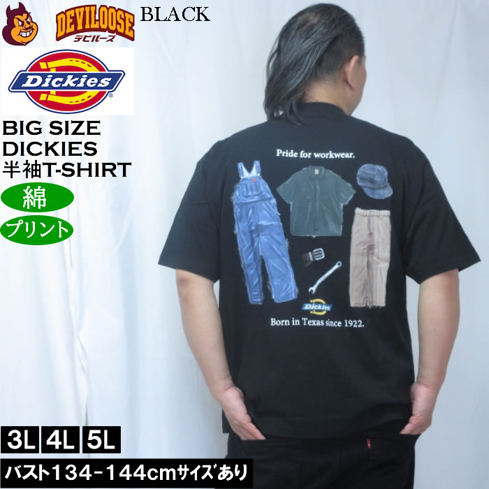 大きいサイズ メンズ DICKIES ハンドドローイング半袖Tシャツ 綿 コットン（メーカー取寄）ディッキーズ 3L 4L 5L | Dickies | 02