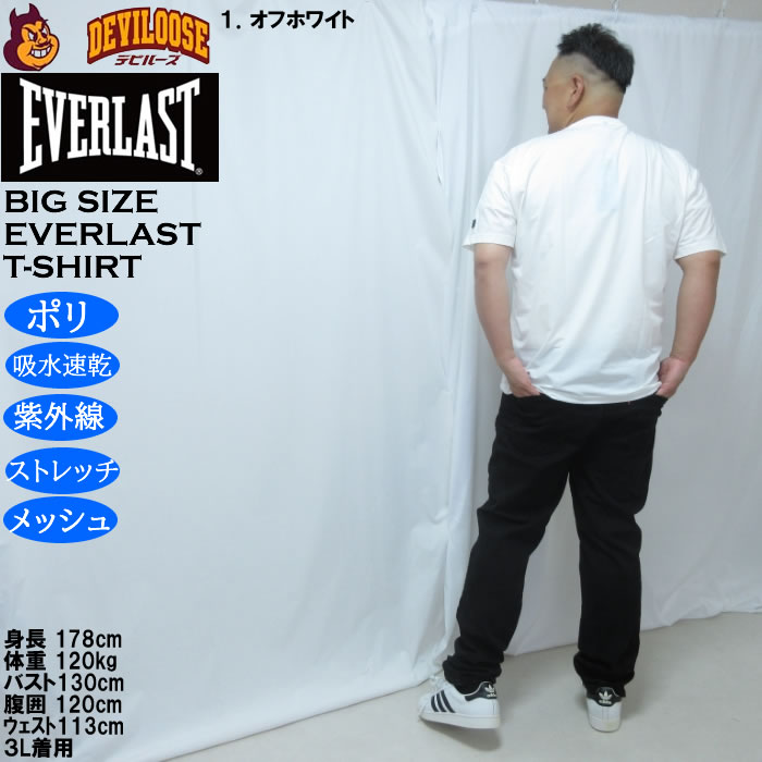 大きいサイズ メンズ EVERLAST ストレッチメッシュDRY半袖Tシャツ（メーカー取寄）ドライ 吸水速乾 UV対策 エバーラスト 3L 4L 5L 6L | EVERLAST | 12