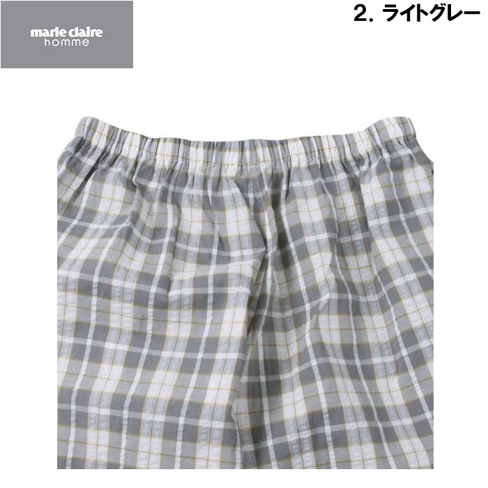 大きいサイズ メンズ marie claire homme DRYサッカーチェック半袖七分丈パンツパジャマ（メーカー取寄）マリクレールオム パジャマ　3L 4L 5L 6L 8L | marie claire homme | 09
