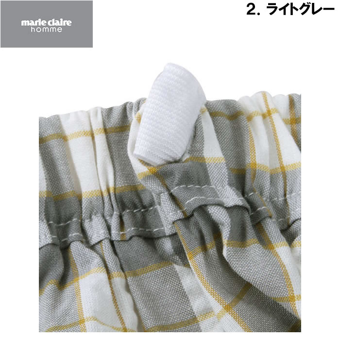 大きいサイズ メンズ marie claire homme DRYサッカーチェック半袖七分丈パンツパジャマ（メーカー取寄）マリクレールオム パジャマ　3L 4L 5L 6L 8L | marie claire homme | 10