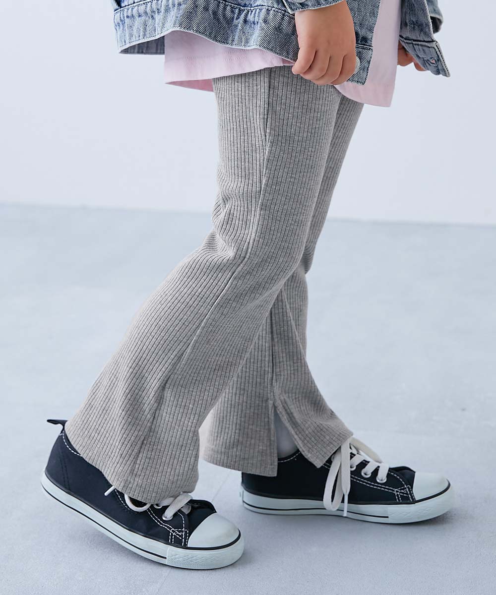 ウエストゴム ロングパンツ 長ズボン ボトムス すらっと脚長 リブフレアパンツ キッズ 子供服 女の子 デビロック devirock 26ss_girls | devirock | 03
