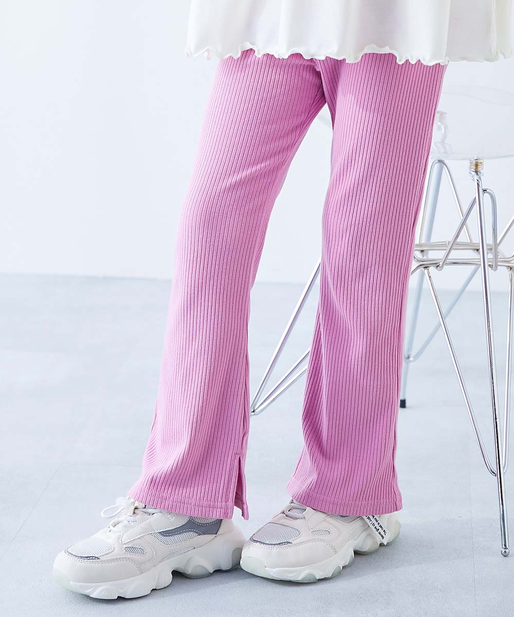 ウエストゴム ロングパンツ 長ズボン ボトムス すらっと脚長 リブフレアパンツ キッズ 子供服 女の子 デビロック devirock 26ss_girls | devirock | 11