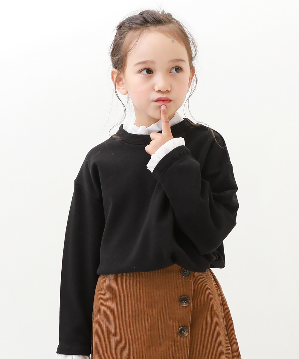 子供服 重ね着風フリル スウェットトレーナーキッズ 女の子 トップス パーカー トレーナー デビロック devirock｜devirockstore｜02