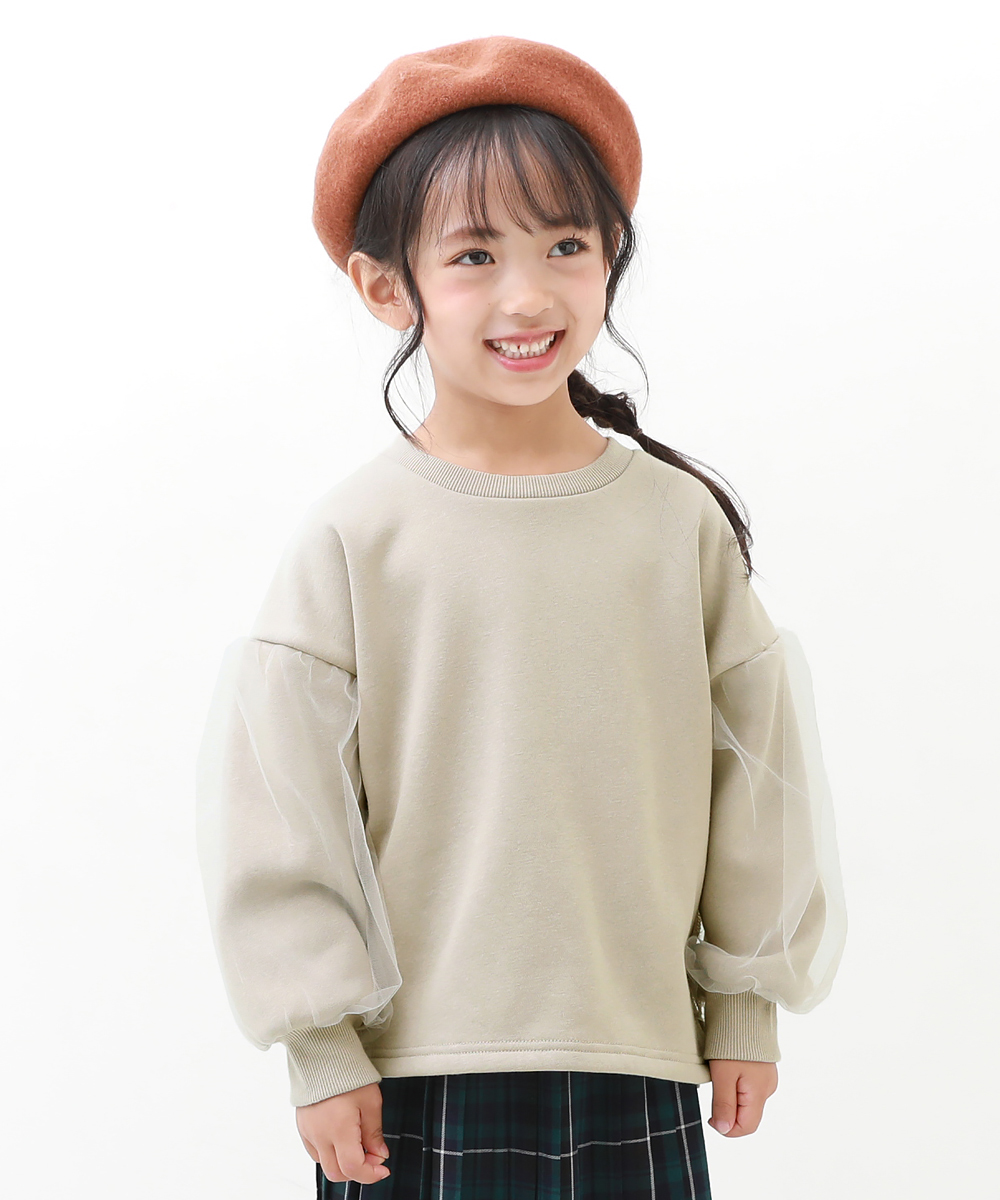 【アウトレットSALE /返品不可】子供服 袖チュール 裏起毛トレーナー キッズ 女の子 パーカー・トレーナー トップス devirock デビロック