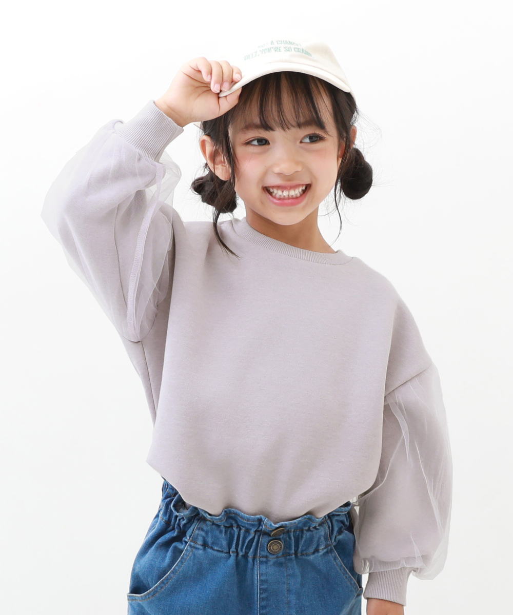 【アウトレットSALE /返品不可】子供服 袖チュール 裏起毛トレーナー キッズ 女の子 パーカー・トレーナー トップス devirock デビロック