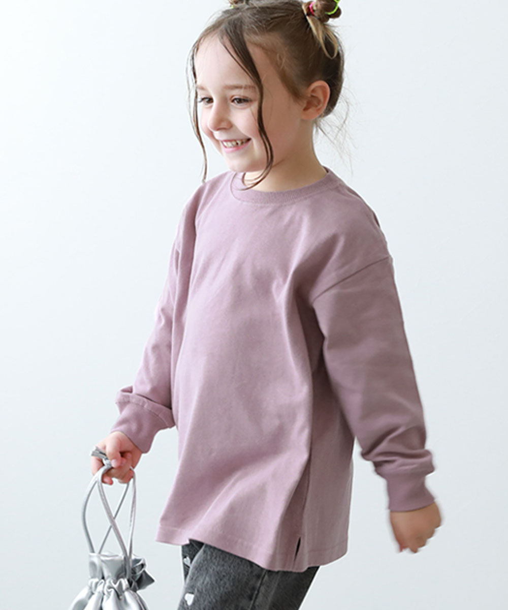 ロンT トップス 綿100% お洗濯してもよれにくい 無地 ビッグシルエット 袖リブ 長袖Tシャツ キッズ ベビー服 子供服 男の子 女の子  デビロック devirock | devirock | 19