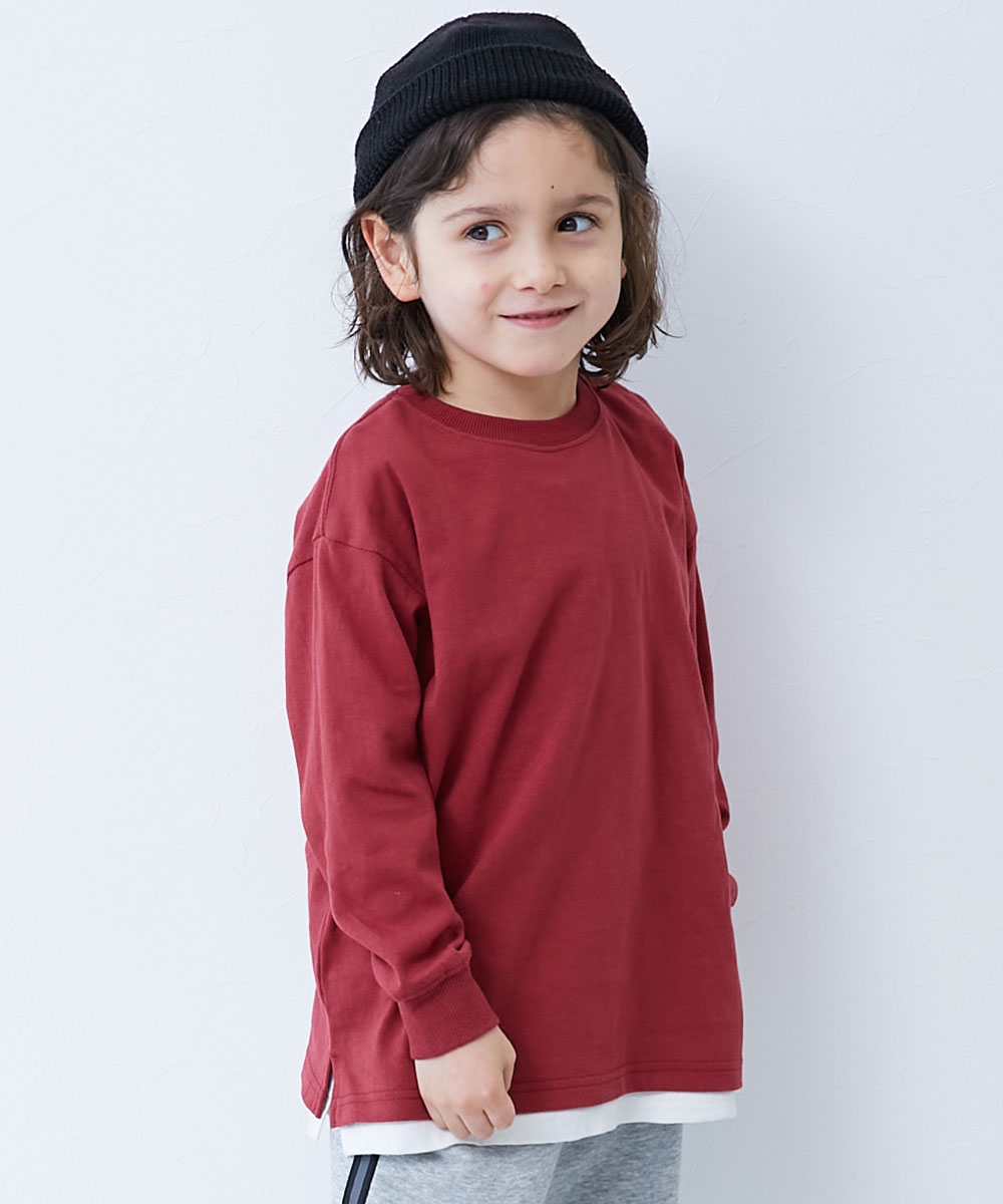 ロンT トップス 綿100% お洗濯してもよれにくい 無地 ビッグシルエット 袖リブ 長袖Tシャツ キッズ ベビー服 子供服 男の子 女の子  デビロック devirock | devirock | 18
