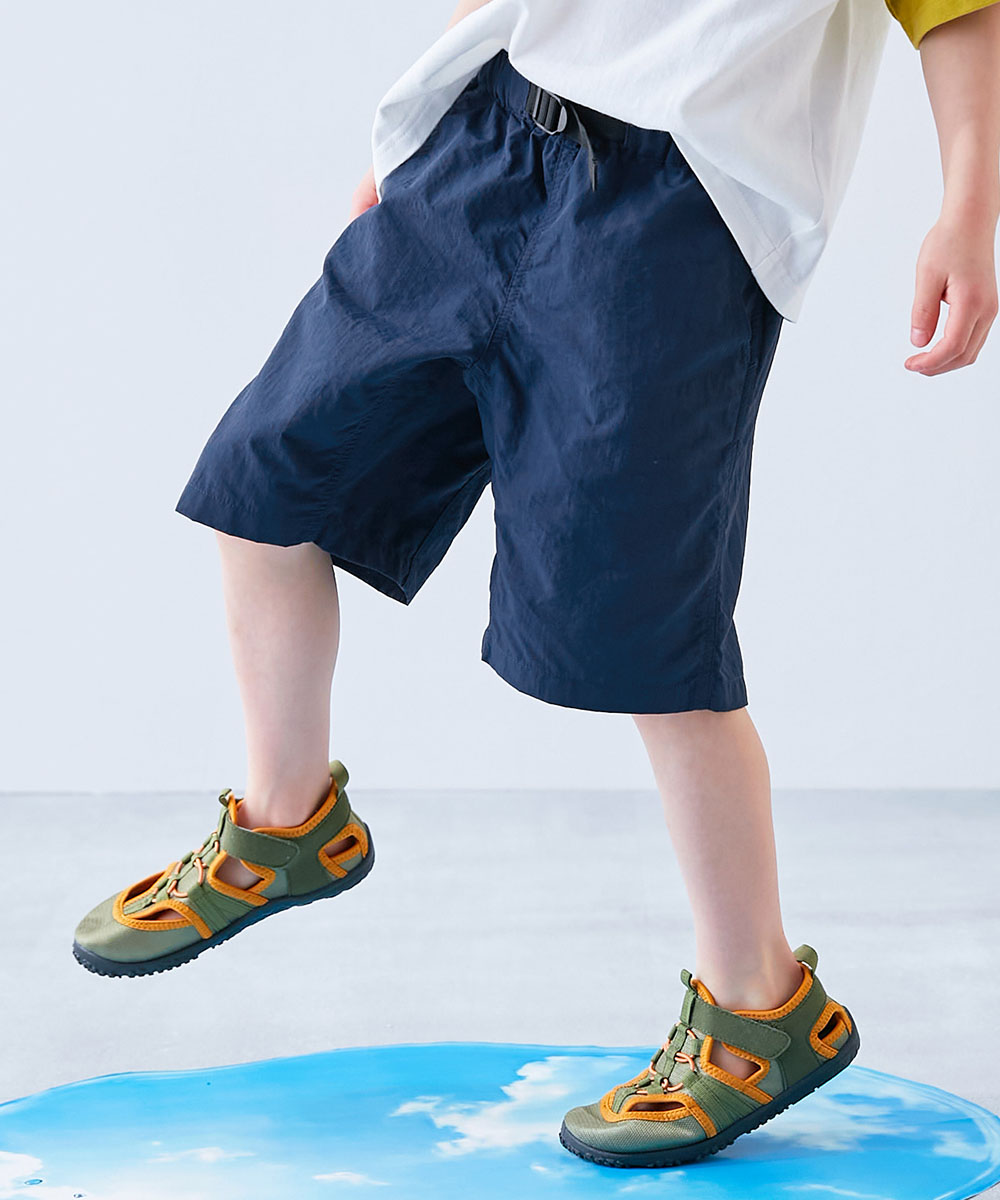 半ズボン 短パン ウエストゴム ショートパンツ ボトムス 【水はじく】撥水ナイロン ハーフパンツ(水陸両用) キッズ デビロック 26ss_水はじく 爆買 | devirock | 02