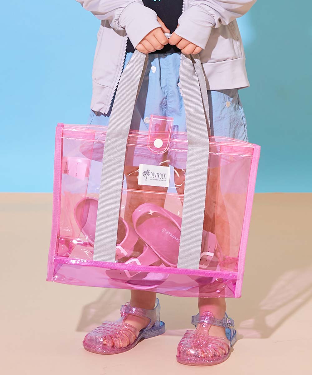 プールバッグ ビーチバッグ プールグッズ 水泳 海水浴 ネオンカラー クリアプールバッグ トート キッズ 子供服 男の子 女の子 デビロック devirock | devirock | 13