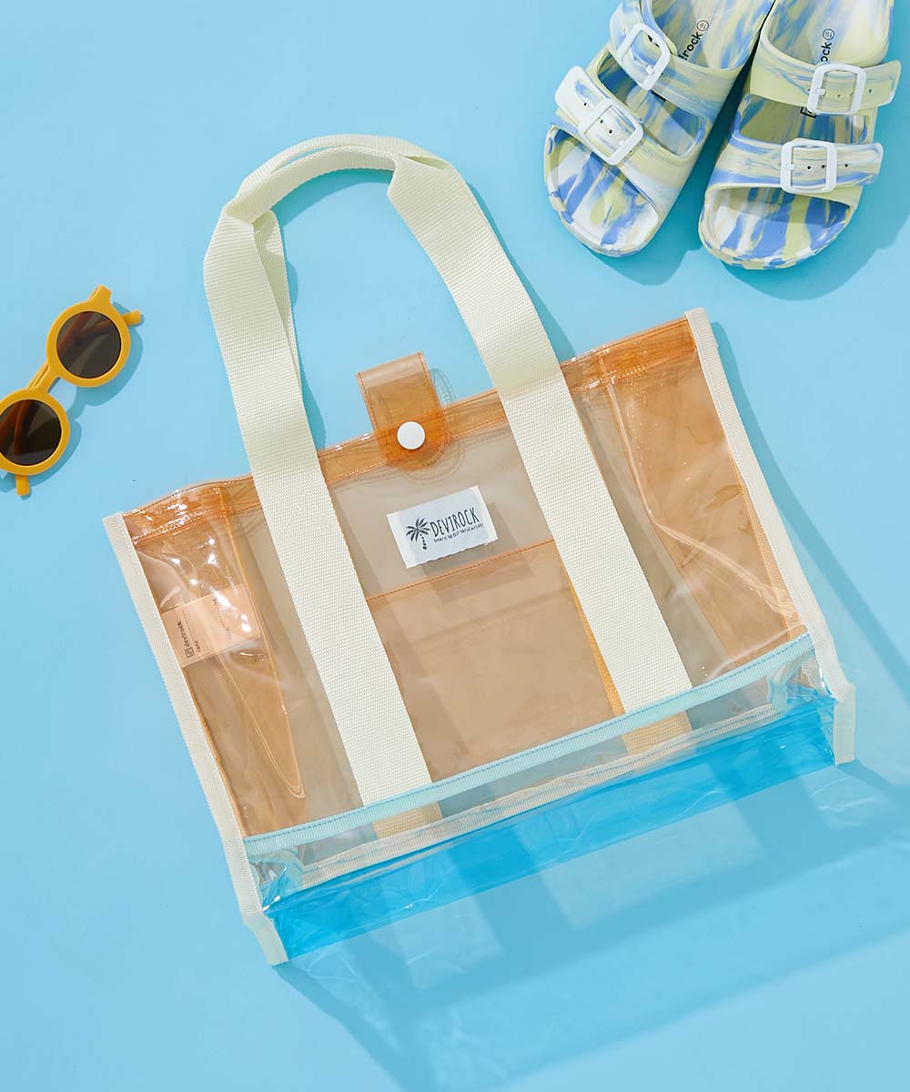 プールバッグ ビーチバッグ プールグッズ 水泳 海水浴 ネオンカラー クリアプールバッグ トート キッズ 子供服 男の子 女の子 デビロック devirock | devirock | 14