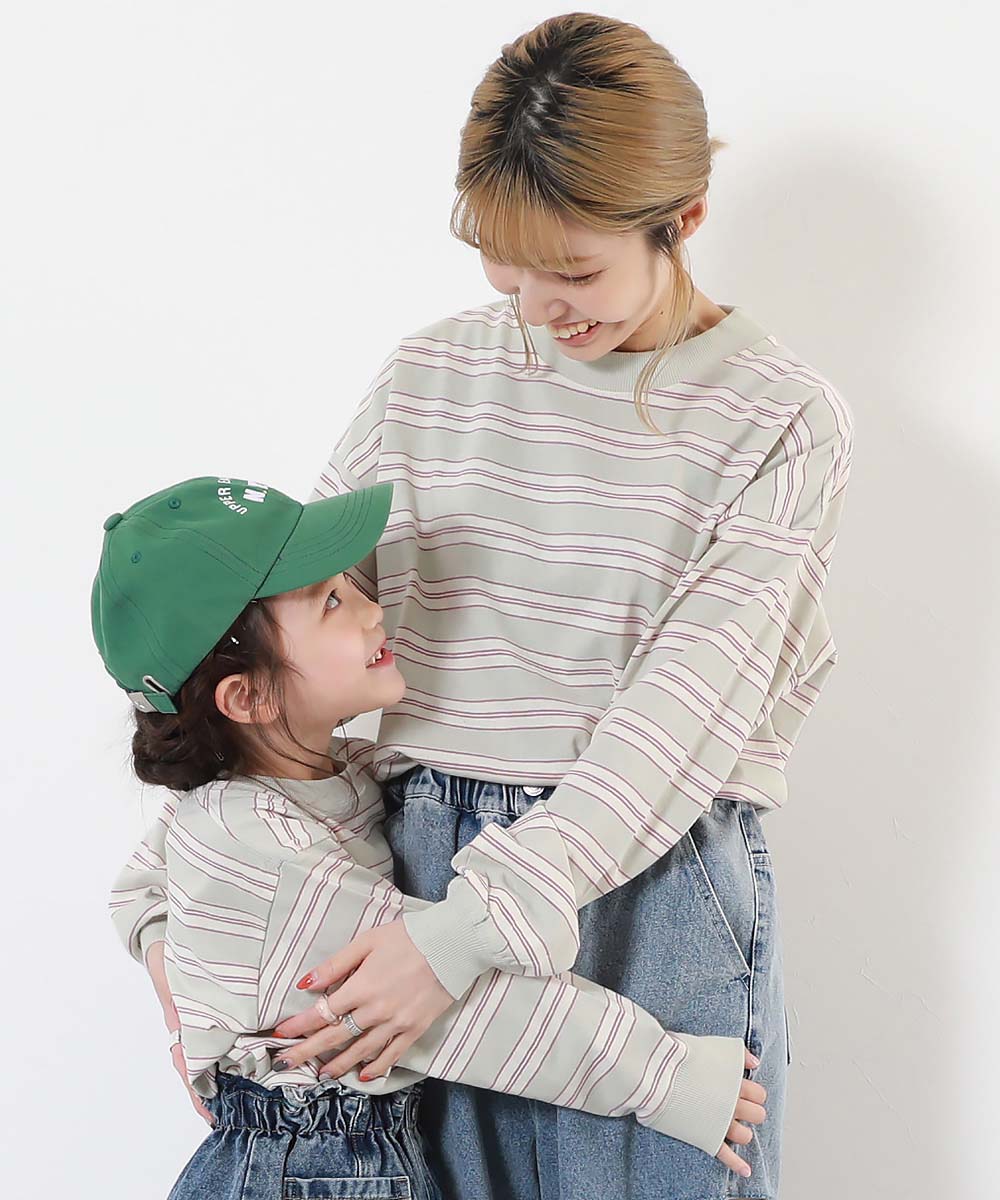 ロンT トップス 綿100% お洗濯してもよれにくい ビッグシルエット 袖リブ 大人 ボーダー 長袖Tシャツ キッズ 子供服 男の子 女の子  デビロック devirock | devirock | 09