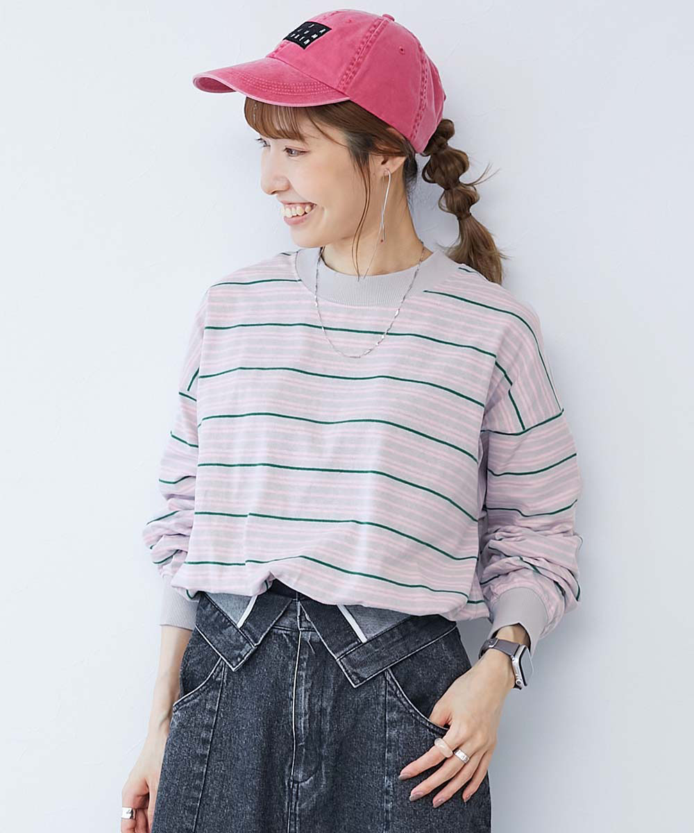 ロンT トップス 綿100% お洗濯してもよれにくい ビッグシルエット 袖リブ 大人 ボーダー 長袖Tシャツ キッズ 子供服 男の子 女の子  デビロック devirock | devirock | 16