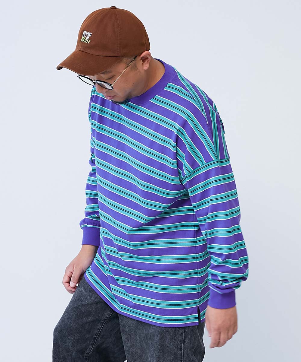 ロンT トップス 綿100% お洗濯してもよれにくい ビッグシルエット 袖リブ 大人 ボーダー 長袖Tシャツ キッズ 子供服 男の子 女の子  デビロック devirock | devirock | 17