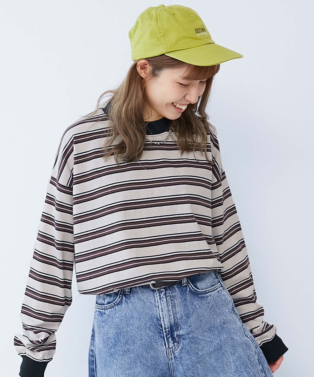 ロンT トップス 綿100% お洗濯してもよれにくい ビッグシルエット 袖リブ 大人 ボーダー 長袖Tシャツ キッズ 子供服 男の子 女の子  デビロック devirock | devirock | 18