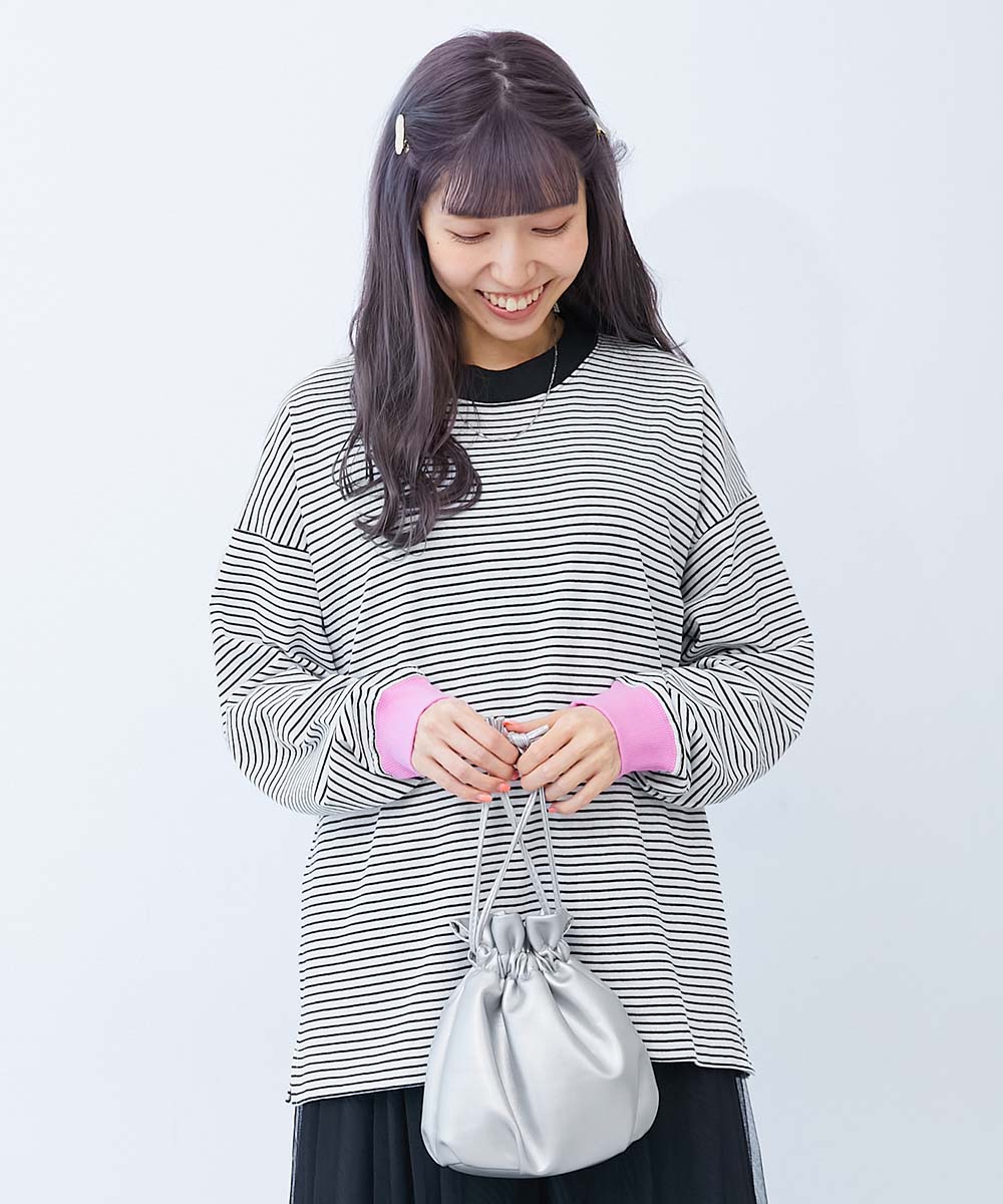リンクコーデ 親子コーデ おそろい  耐久 親子リンク 綿100% お洗濯してもよれにくい ビッグシルエット 袖リブ 大人 ボーダー 長袖Tシャツ デビロック devirock | devirock | 19