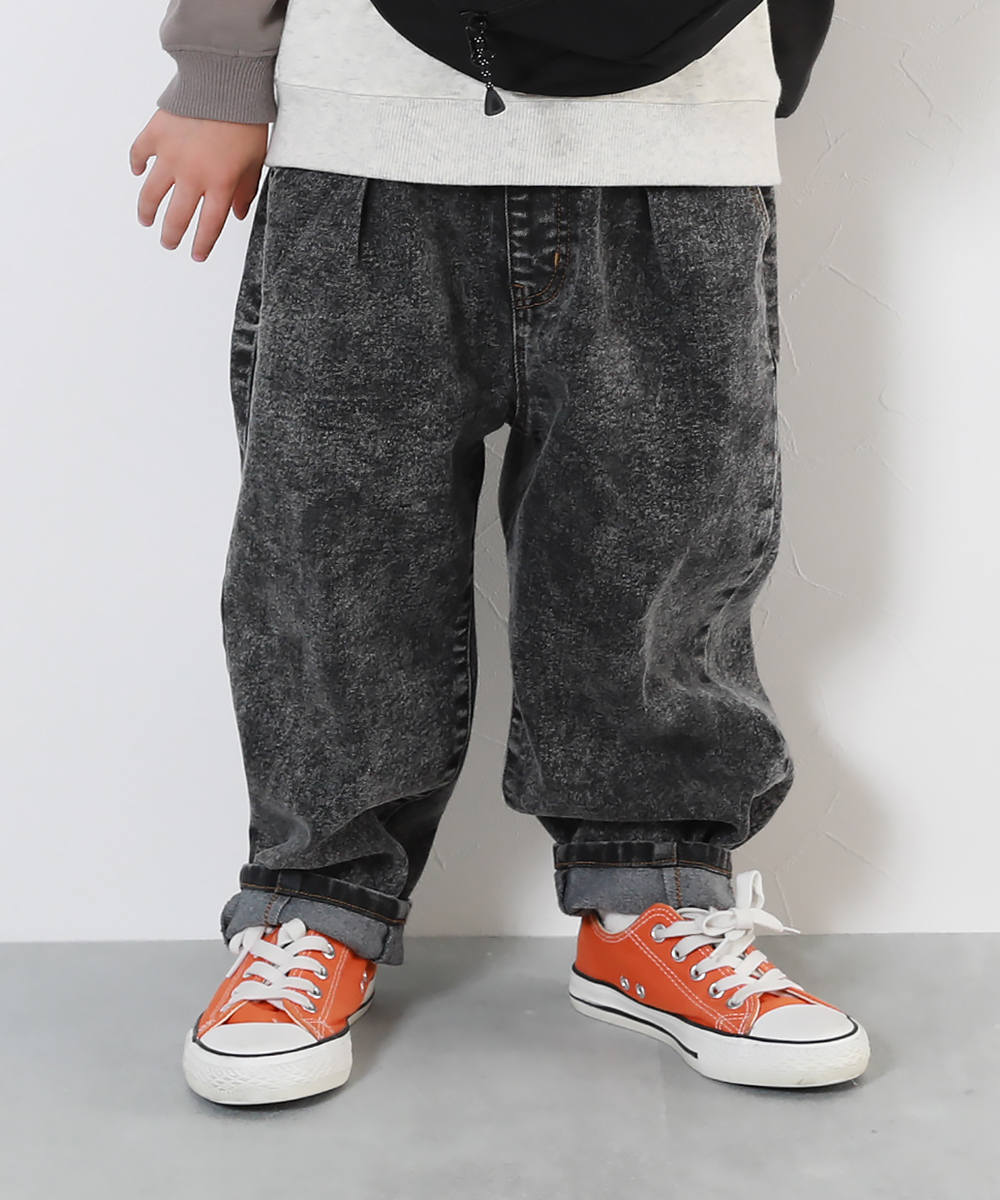 devirock（デビロック） デニム キッズ ルーズタックパンツ 楽デニム