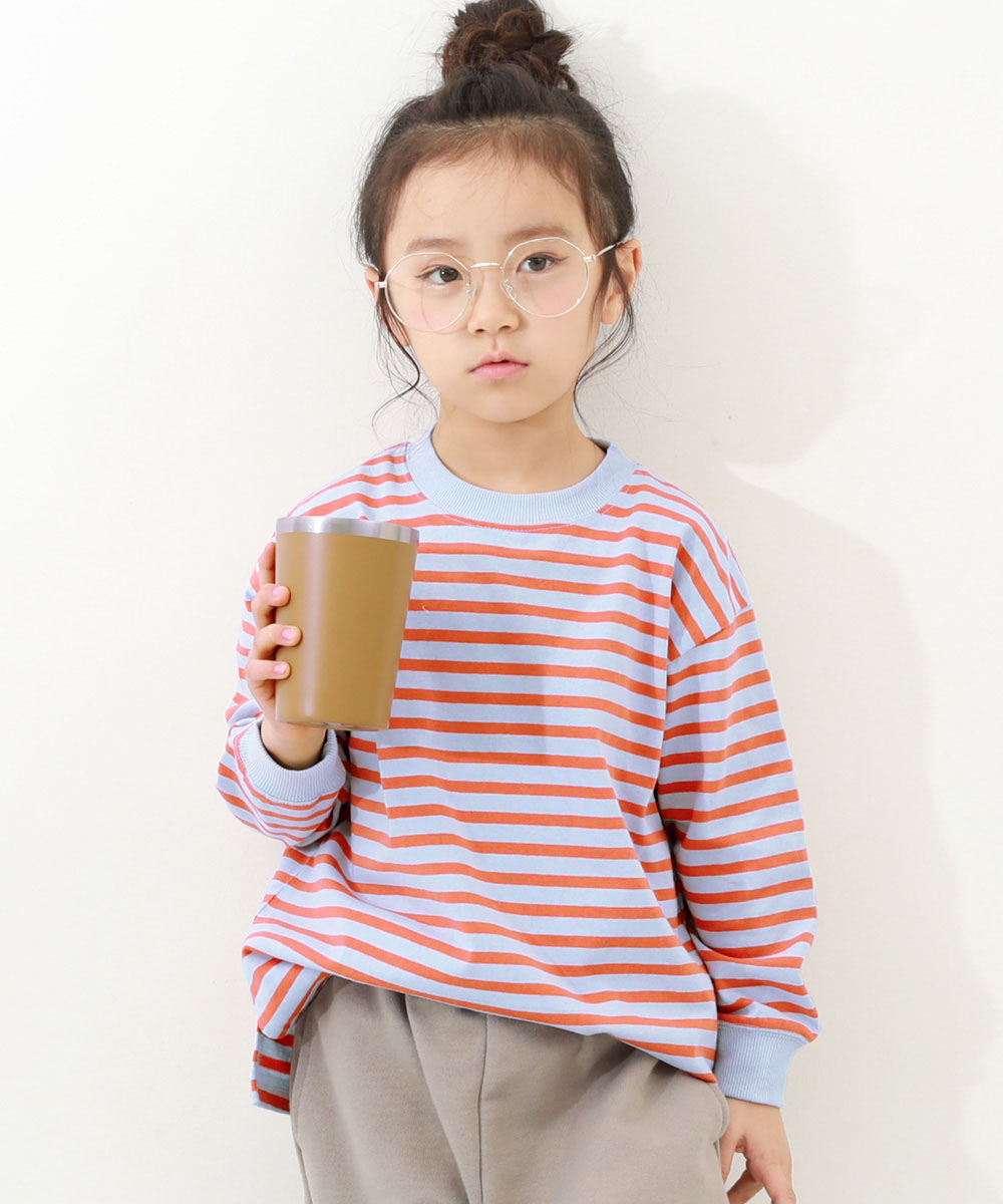 子供服 ボーダー ビッグシルエット 袖リブ 長袖Tシャツキッズ ベビー 男の子 女の子 トップス 長袖Tシャツ ロンT デビロック devirock｜devirockstore｜07